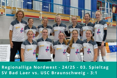 Regionalliga Nordwest - 24/25 - 03. Spieltag SV Bad Laer vs. USC Braunschweig - 3:1