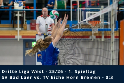 Dritte Liga West - 25/26 - 1. Spieltag SV Bad Laer vs. TV Eiche Horn Bremen - 0:3